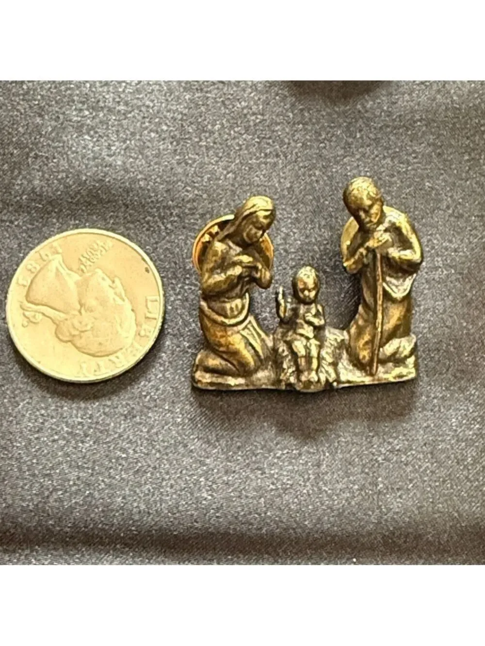 Vintage Bronze Nativity Pins Brooches